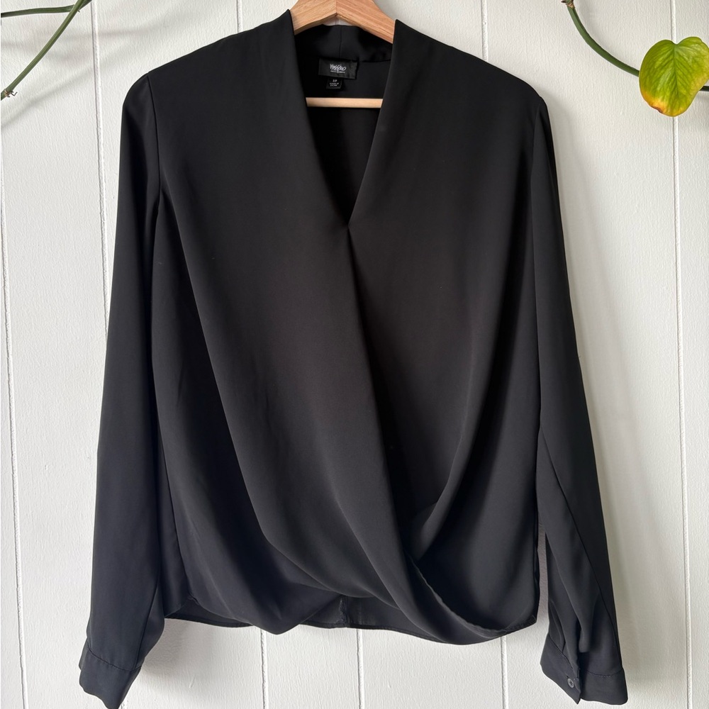 Mossimo Black Faux Wrap Blouse Small